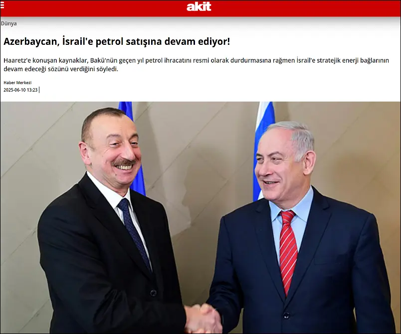 Turkish pro-government newspaper criticizes Azerbaijan over its ties with Israel